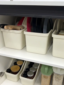 ZiinLife Multifuction Storage Box with Wheels Snack Basket Organizer Plastic Cookware Organizer for Kitchen Cabinet Room