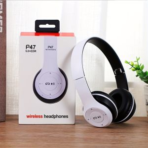 P47 Bluetooth 5.0 Wireless Headphone: Foldable HIFI Stereo Bass Earphone Kid Helmet Gift With Mic USB Adaptor For iPhone Game