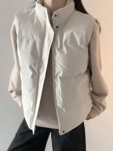 เสื้อกั๊กขนแกะสีขาว ทรงหลวม ทรงหลวม หนา อบอุ่น สำหรับฤดูหนาว แฟชั่นใหม่ 2025 เสื้อคลุมกันหนาวแบบลำลอง