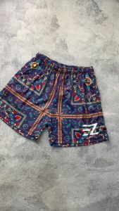 Celana EZ Shorts - BLUE YELLOW RUG - Olahraga Lari Running Gym Fitness Sepeda Senam Fit T-Shirt Jersey Training