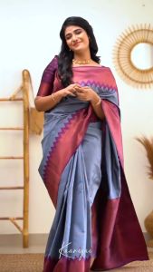 🅱🅴🆂🆃 🆂🅴🅻🅻🅴🆁 SOUTH WEDDING SPECIAL SOFT GRAY COLOUR SILK SAREE