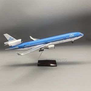 New 1/130 Scale Aircraft Model KLM MD11 Resin Die-cast Airplane W Light and Wheel  for Adults Collection MD-11Plane Gifts