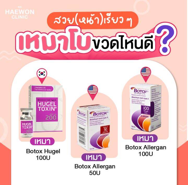 [E-voucher] เหมาขวดโบท็อก Botox เลือกยี่ห้อได้ ลดริ้วรอย ทำหน้าใส ช่วยให้หน้าเรียวเล็ก ย้อนวัยให้หน้าเด็ก จากแฮวอน คลินิก Haewon Clinic