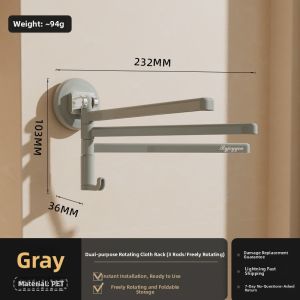 Dual-Purpose Rotating Kitchen And Bathroom Towel Rack Drain Rack Wall-Mounted Suction Cup Installation No Drilling Required