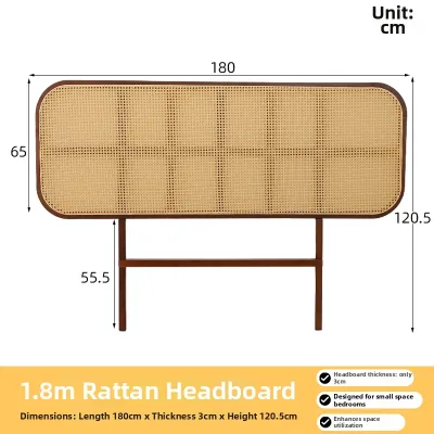 Retro & Modern Japanese Woven Headboard Freestanding Wall-mounted