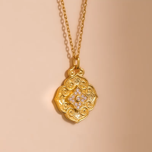 Chow Sang Sang 周生生 999.9 24K Pure Gold Cultural Blessings Daily Bliss Gold Diamond Necklace 47cm 95313N