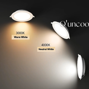 Ouncoo LED Downlight Ultra Thin Ceiling Light Recessed Pin Light 3 Colors Temperature 3500K/4000K/6500K 5W/9W/12W Panel Ceiling Light for Living room Bedroom Office 2 Years Warrenty