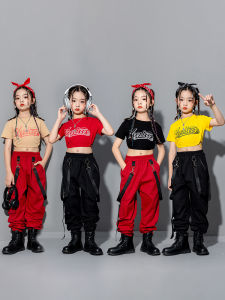 Children Hip-Hop Performance Costume Hip Hop Clothing Girl Model Crop Top Catwalk Trendy Clothes Performance Wear Girl Jazz Dance Summer