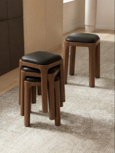 XIANGNANSONG | Luxurious Antique Soft Cushioned Stackable Square Stool