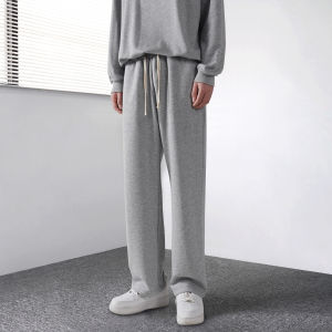 กางเกงขายาวทรงตรงผ้าไหมน้ำแข็งสำหรับผู้ชาย ทรงหลวม ทรงตรง กางเกงขายาวทรงยาว ทรงลำลอง ฤดูร้อน ทรงขากระบอกเล็ก