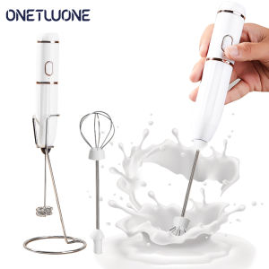 Onetwone USB Milk frother Electric Egg beater double heads whisk Baking Tools Coffee Mixer 304 stainless steel handheld blender  Foam Beater