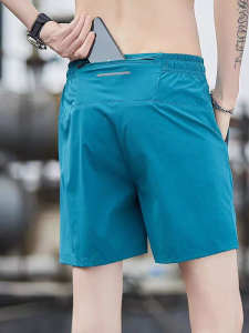 Professional Running Sports Shorts Mens Pocket Marathon Three-Quarter Length Back Waist Zipper Pocket Breathable Quick-Dry UV Protection