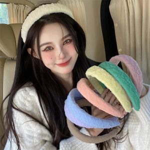 🔥🔥Roman Holiday Korean Candy-colored Pleated Sponge Headband Wide-brimmed Headband High Skull Top Vintage Hair Band Hair Hoop Women Autumn Winter Korean Style Versatile Headdress