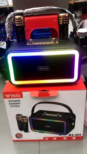 SPEAKER BLUETOOTH TWS WINSI WS-324 + 2 MIC KARAOKE MICROPHONE WS324
