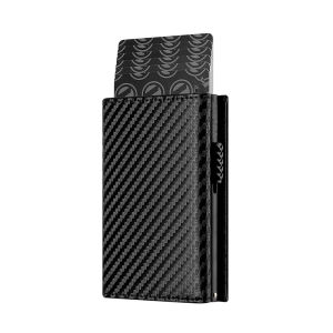 YATBEST Mens Credit Card Holder RFID Anti-Theft Brush Magnetic Suction Portable Pop-Up Wallet With Zipper Coin Pocket