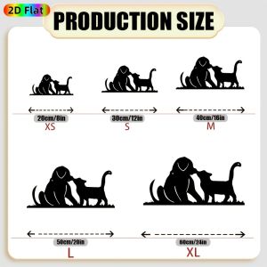 CIFbuy | CIFBUY Metal Wall Art Cat Dog Silhouette Iron Craft Statue Mural Rust Resistant Garden Fence Living Room Plaque