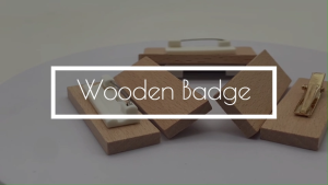 MP00 Blank Wooden Name Badge with Pin/Clip - with and w/o water based School & Office Use