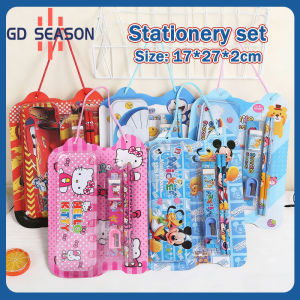 6 in1 Cute Cartoon Stationery Set Pencil Case Ruler Eraser Sharpener Writing School Supplies