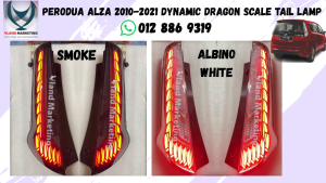 Perodua Alza 2010-2021 Dragon Scale Dynamic Tail Lamp - Albino White/ Smoke