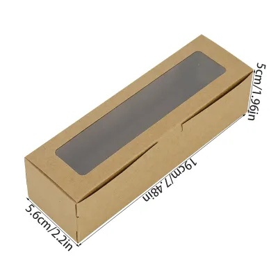 5pcs Kraft Paper Cookie Dessert Boxes Rectangle Macaron Box With Clear Window For Wedding Birthday Party Gift Packaging Supplies