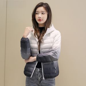 Lightweight Padded Jacket Hooded Short Gradient Color Casual Fashion Warm White Duck down Duck Duck 2025 New Arrival Womens Coat