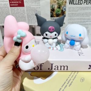Sanrio Kawaii Melody Decompression Kuromi Cinnamoroll Stress Relief Squishy Blow Bubbles Pinch Toy Healing Children Gifts