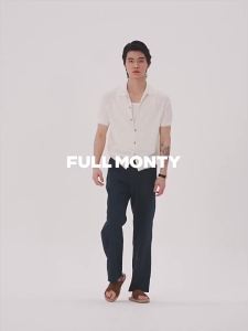 Raglan Sleeve Button-Down Collar Polo Shirt Cotton and Linen Blend Summer