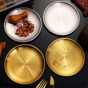 Stainless Steel Brass Gold Plate Roasted Meat Salad Basin Dining Table Storage Plate