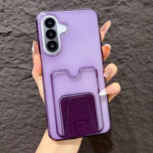 Clear Glitter Card Holder Slot Wallet Phone Case for Samsung S26 Ultra S25 S24 FE S26 Plus A27 A57 A37 A17 A56 A36 A26 A16 Cover