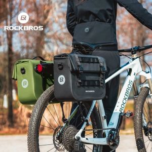 【SG Delivery】ROCKBROS Waterproof Bicycle Pannier Bags 9L-15L Big Capacity Long Distance Travel Storage Bag Adjustable Mountain Bike Rear Rack Bag Cycling Equipment