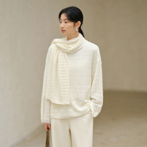 Yigue | White Lace Textured Soft Knitwear