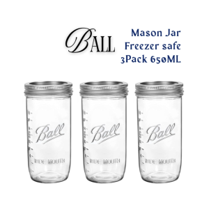 Ball mason jar with split lids and bands 3pack 650ml refrigerator and freezer safe PREMIUM QUALITY