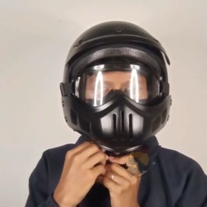 HELM RETRO CAKIL MODULAR SNI VESPA / CAFERACER FREE GOGGLE ( MR HELM )