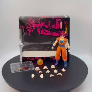 Bandai | Bandai SHF Dragon Ball Super Saiyan God Large Red-Haired Goku Figure Anime Collectible Desktop Ornament Gift