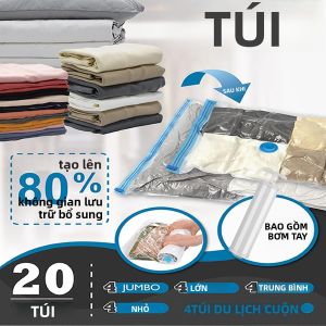 20 Túi Hút Chân Không Để Bảo Quản Chăn Mền Tiết Kiệm Không Gian Có Bơm Tay Chống Rách Kèm Theo