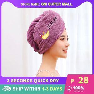【3 Seconds Quick Dry】Korean Cute Hair Cap Embroidery Shower Cap Bathroom Turban Wrap Towel Shower Hat