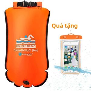 Túi Khô Bơm Hơi Chống Nước 20L Có Túi Đựng Điện Thoại Phao Nổi Kép Túi Khí Kép Và Dây Đeo Hông Dành Cho Các Môn Thể Thao Dưới Nước