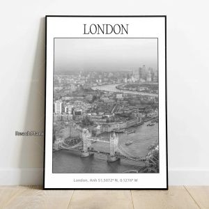 Poster Du Lịch Đen Trắng Có Hình Ảnh Rome Paris Barcelona London Rio Athens Florence Tokyo New York - Bản In Canvas Phong Cách Hiện Đại