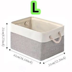 Multi-Size Foldable Storage Basket Linen Fabric Organizer Bin with Handle Large Capacity Storage Box for Living Room Bedroom