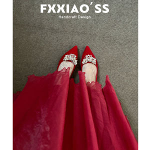 Red Flat Wedding Shoes Comfortable Soft Sole New Chinese Style Ancient Wedding Shoes for Brides Soft Bottom Not Tiring
