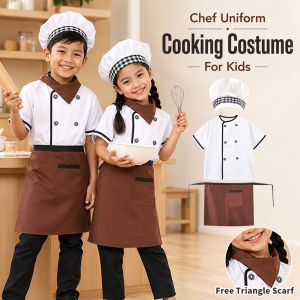 LOlanta Kids Chef Costume Children Chef Professional Cook Clothes Chief Master Cosplay Uniform Bake Suit Career Day 4-12Years