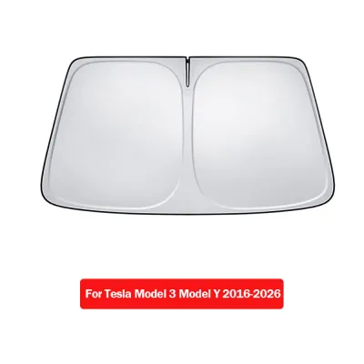 2026 For Tesla Model Y Juniper Model 3 Highland Windshield Sunshade Sun Blockage Foldable Heat Insulation Sunshade Storage Bag