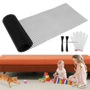 5M พลาสติกตาข่ายรั้วสําหรับแมวภายใต้โซฟา Blocker กันชนด้านล่างของเล่น Blocker กับผูกและถุงมือเฟอร์นิเจอร์ Gap Baffle สุทธิ