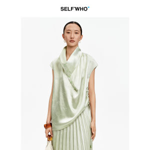 Vinegar Bamboo Jie Floral New Chinese Style Draped Neck Loose Vest