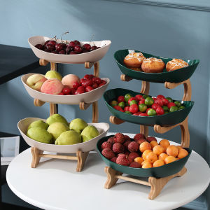 Specool® Multi-layer Storage Fruit Tray / Plate Snack Tray Home Desktop Fruit Tray Wooden Stand