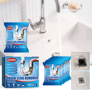 6 Pack 184g Fast Acting Drain Cleaner Powder Kitchen Sink and Toilet Pipe Unclogger Hair and Grease Remover Odor Eliminator