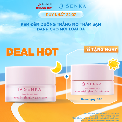 Kem dưỡng da Trắng Hồng ban đêm giảm thâm sạm Không Cồn dạng gel SENKA AQUA BRIGHT GLOW GEL CREAM 50G