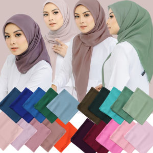 Khăn Hijab Voan Malaysia Chất Liệu Chiffon 110x110cm Khăn Choàng Đầu Hình Vuông Khăn Trùm Đầu Đơn Giản Dành Cho Nữ Khăn Quàng Cổ Thường Ngày Tudung Bawal