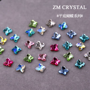 New 6mm Butterfly Shaped Colorful Nail Drill Flat Bottom Irregular Shape Gold Bottom Nail Drill Internet Famous Nail Decoration