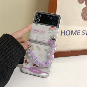 Cute Cartoon Armband Casing Samsung Galaxy Z Flip 4 Z Flip 3 5G Z Flip 4 Zflip3 Hinge Hard PC 3 In 1 Shockproof Protective Samsung